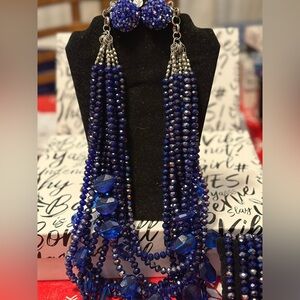 Sassy Jones Egyptian Blue Malia Beaded Necklace Set